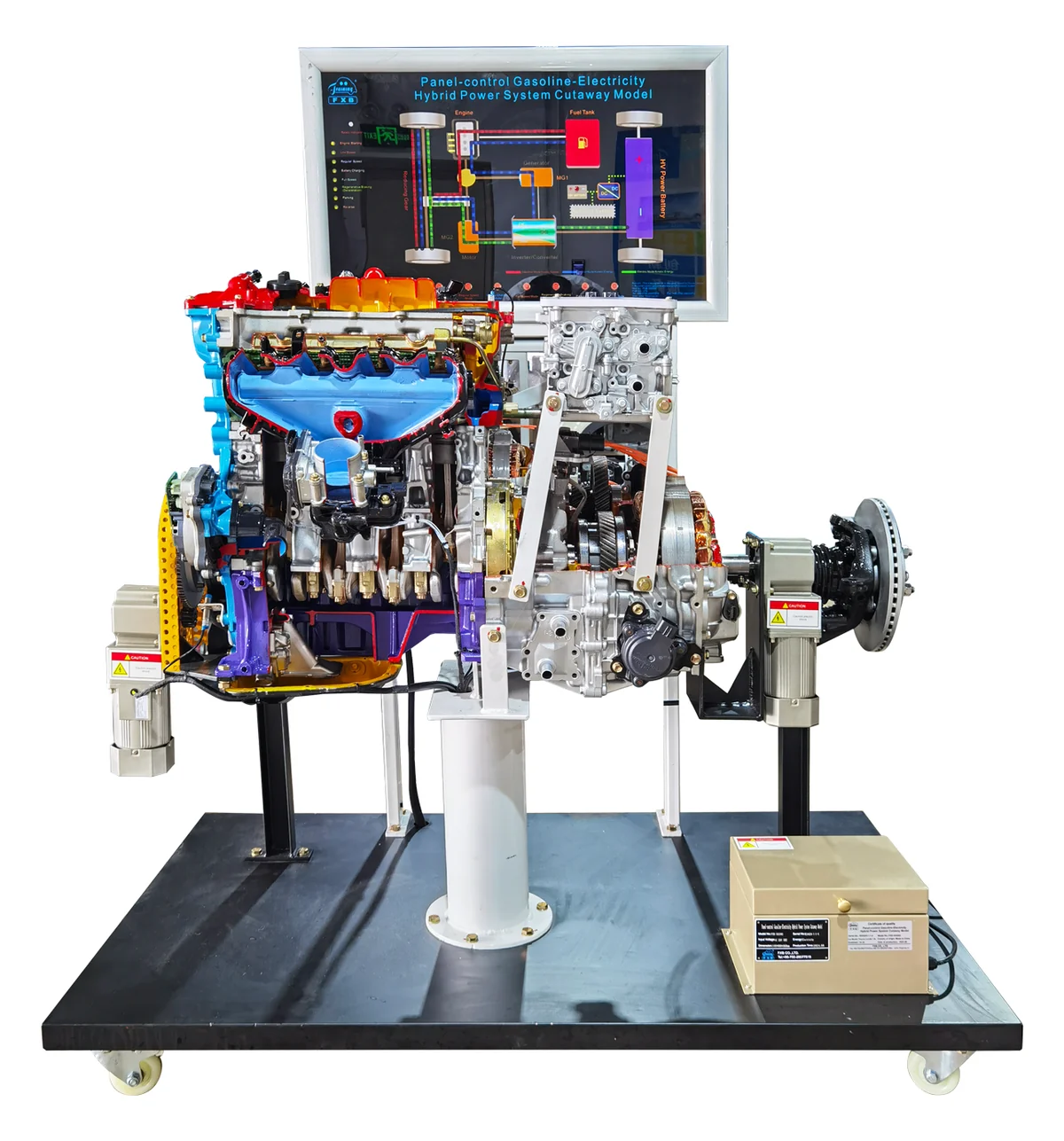 Modelo seccionado con panel de control sistema híbrido gasolina-eléctrico (foto del fabricante)
