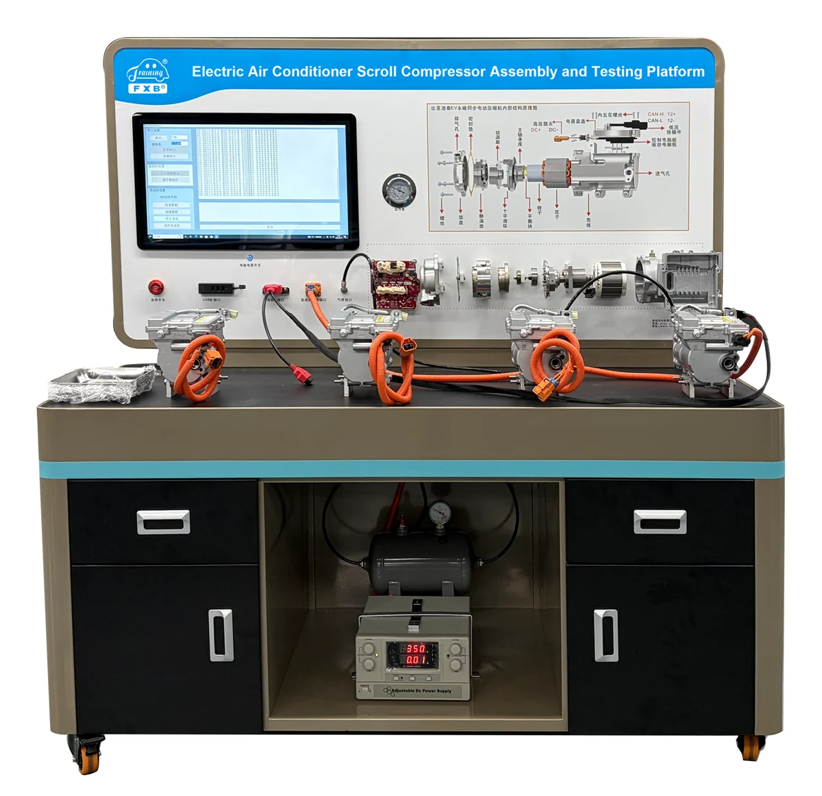 Plataforma de compresor scroll eléctrico de aire acondicionado ensamble y prueba (foto del fabricante)